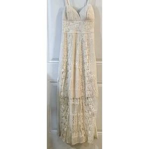Solitaire cream lace maxi dress